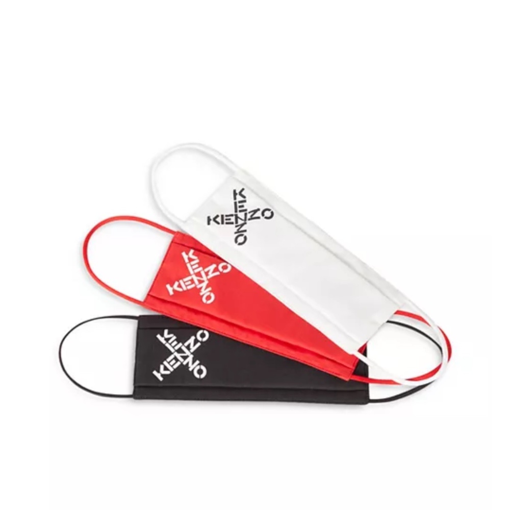 Kenzo Black, Red & White Logo Face Mask Trio